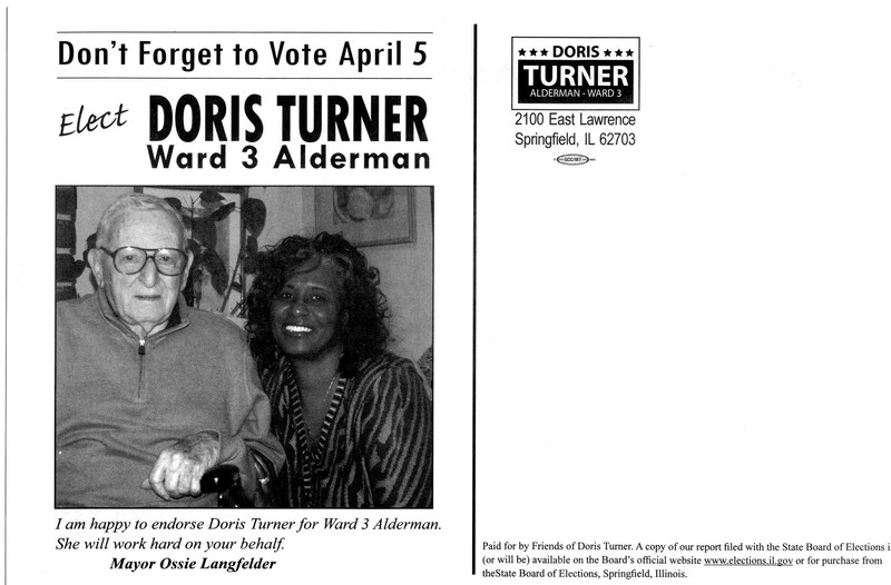 Flyer for Doris Turner Election to Alderman for Ward 3 