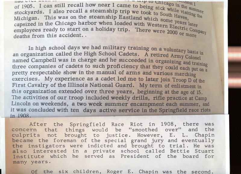 Text explaining the context of Roger Chapin's involvement with the National Guard